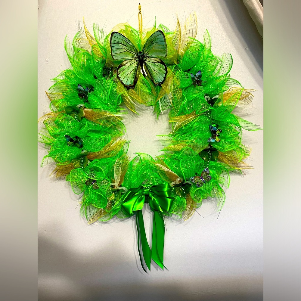 Green Butterfly Wreath